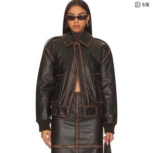 L'Academie Black and Brown Leather Jacket